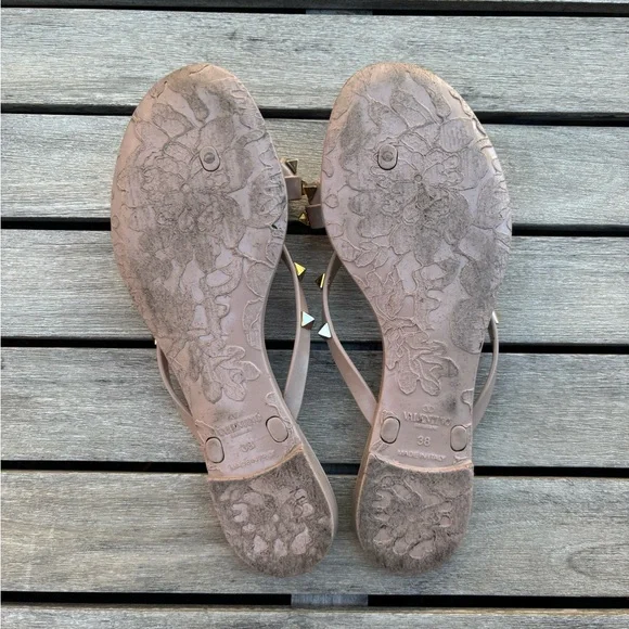 Valentino Tan Studded Sandals